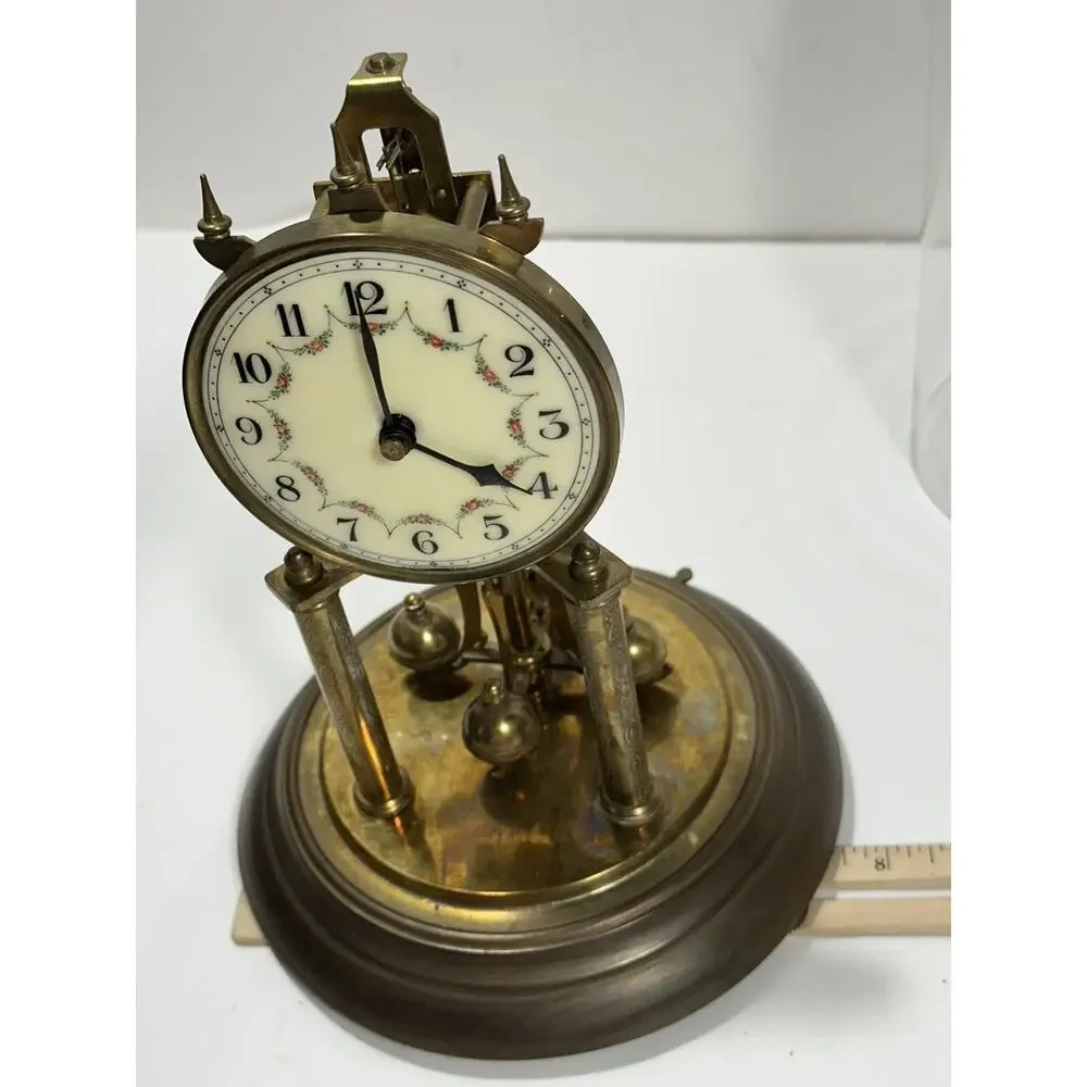 Antique Clock Germany NO(0) Jewels unadjusted Torsion Dome For Parts or‎ Repair